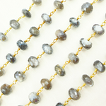 Load image into Gallery viewer, Coated Grey Moonstone Gold Plated Wire Chain. CMS81
