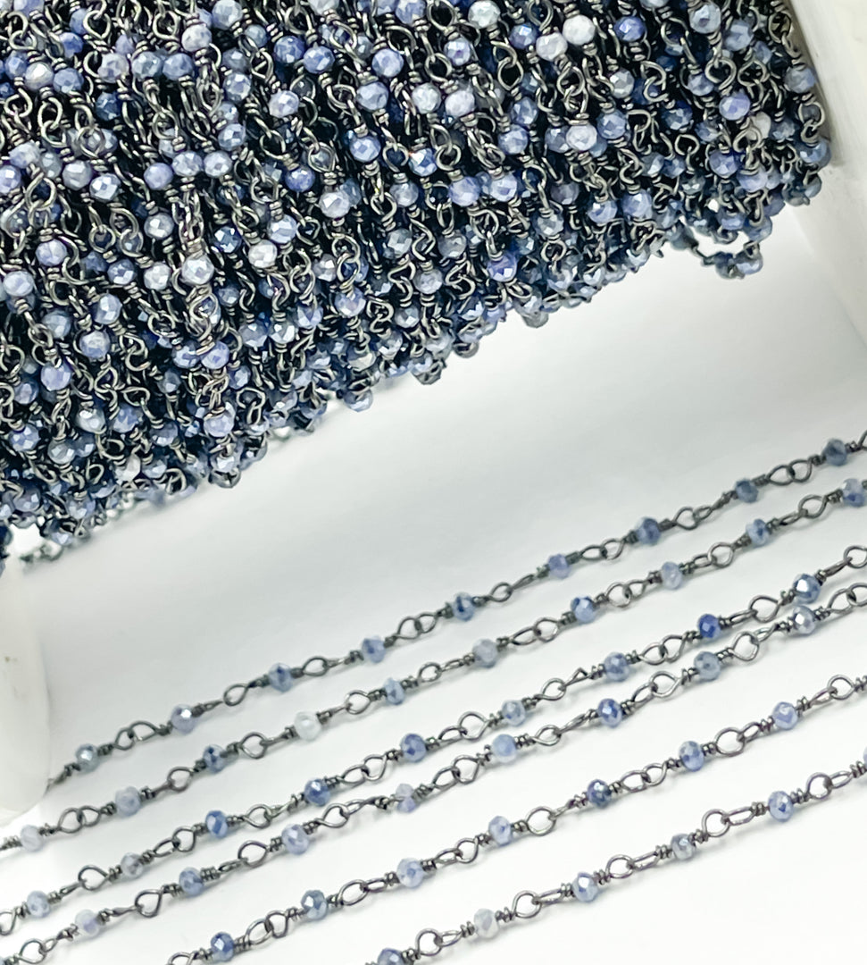 Coated Blue Quartz Wire Wrap Chain. CQU18