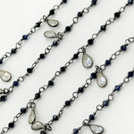 Load image into Gallery viewer, Coated Blue Silverite &amp; CZ Dangle Oxidized Wire Chain. CBS1
