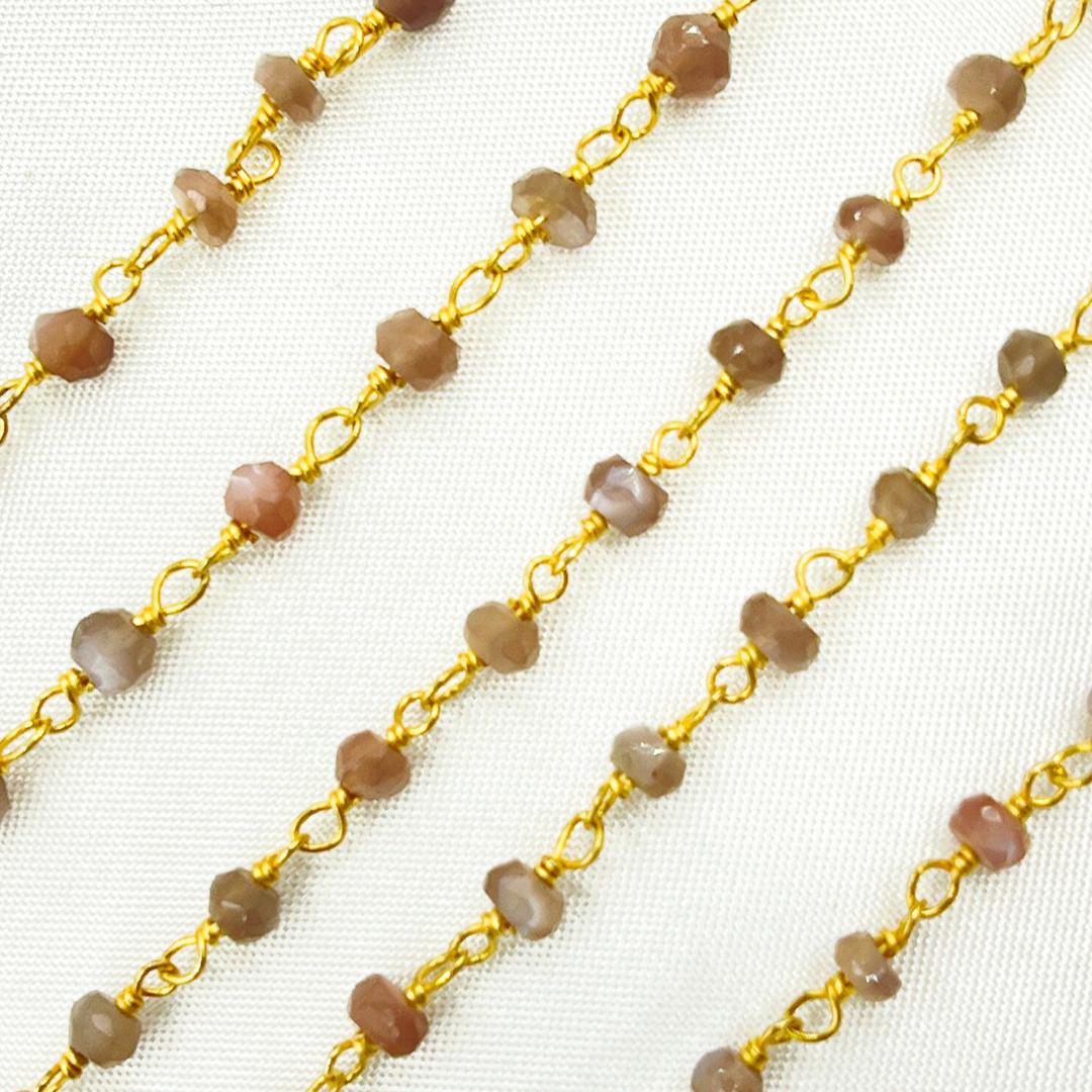 Chocolate Moonstone Gold Plated Wire Chain. MS44