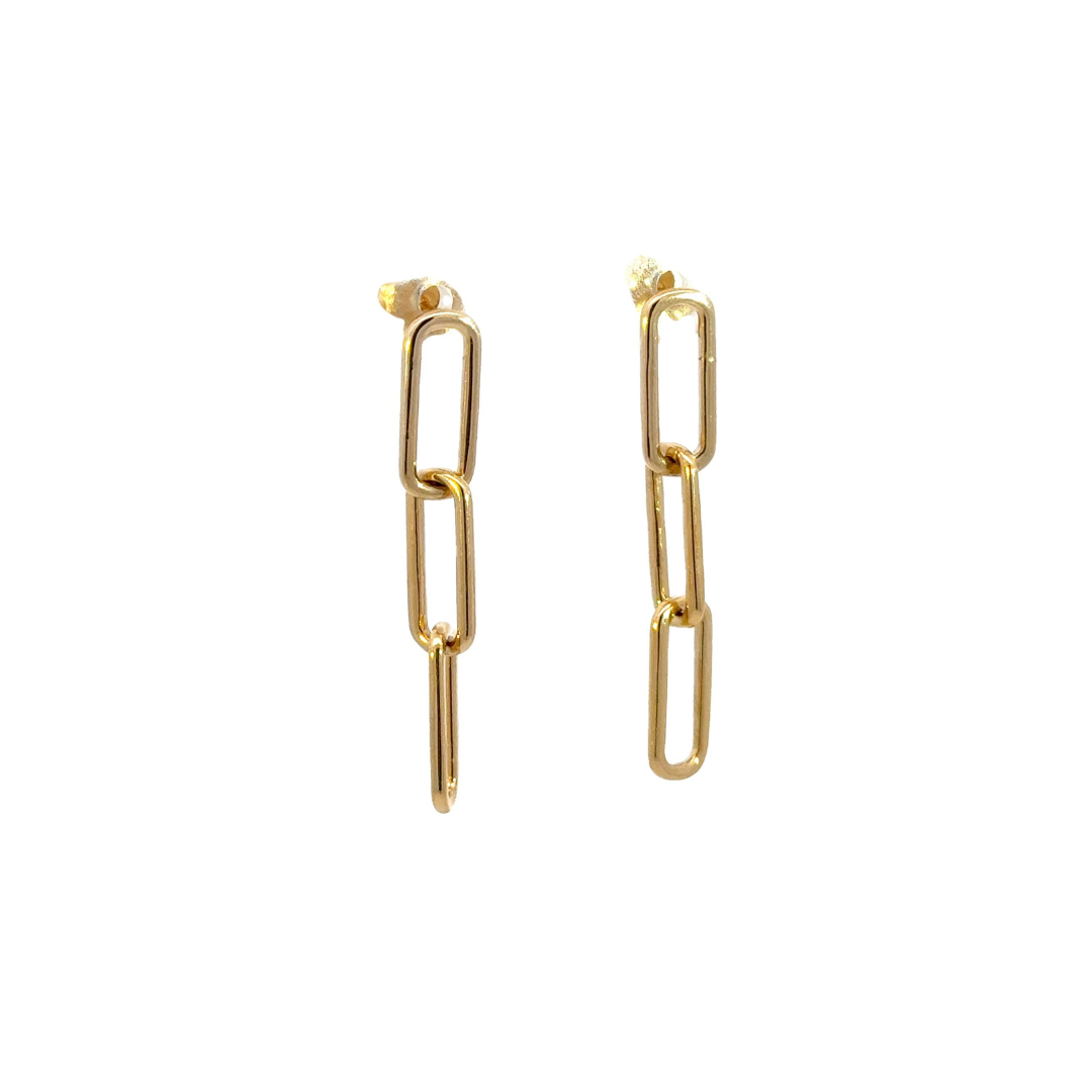 14k Solid Gold Paperclip Dangle Earrings. EFZ52394