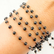 Black Spinel Rose Gold Plated Wire Chain.
