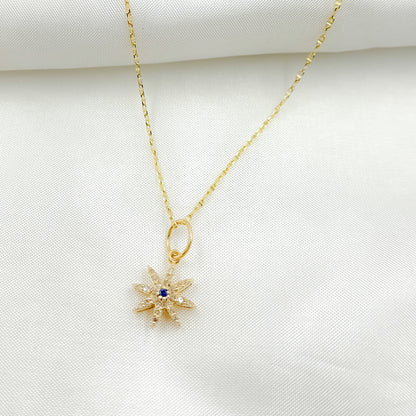 GDP36. 14K Solid Gold Diamonds Star Charm