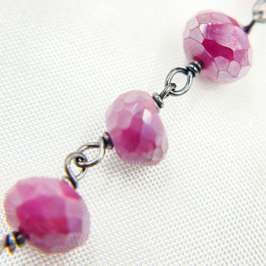 Coated Red Quartz Oxidized Wire Chain. CQU35