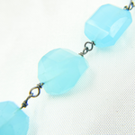 Load image into Gallery viewer, Blue Chalcedony Organic Shape Oxidized Wire Chain. BCL5