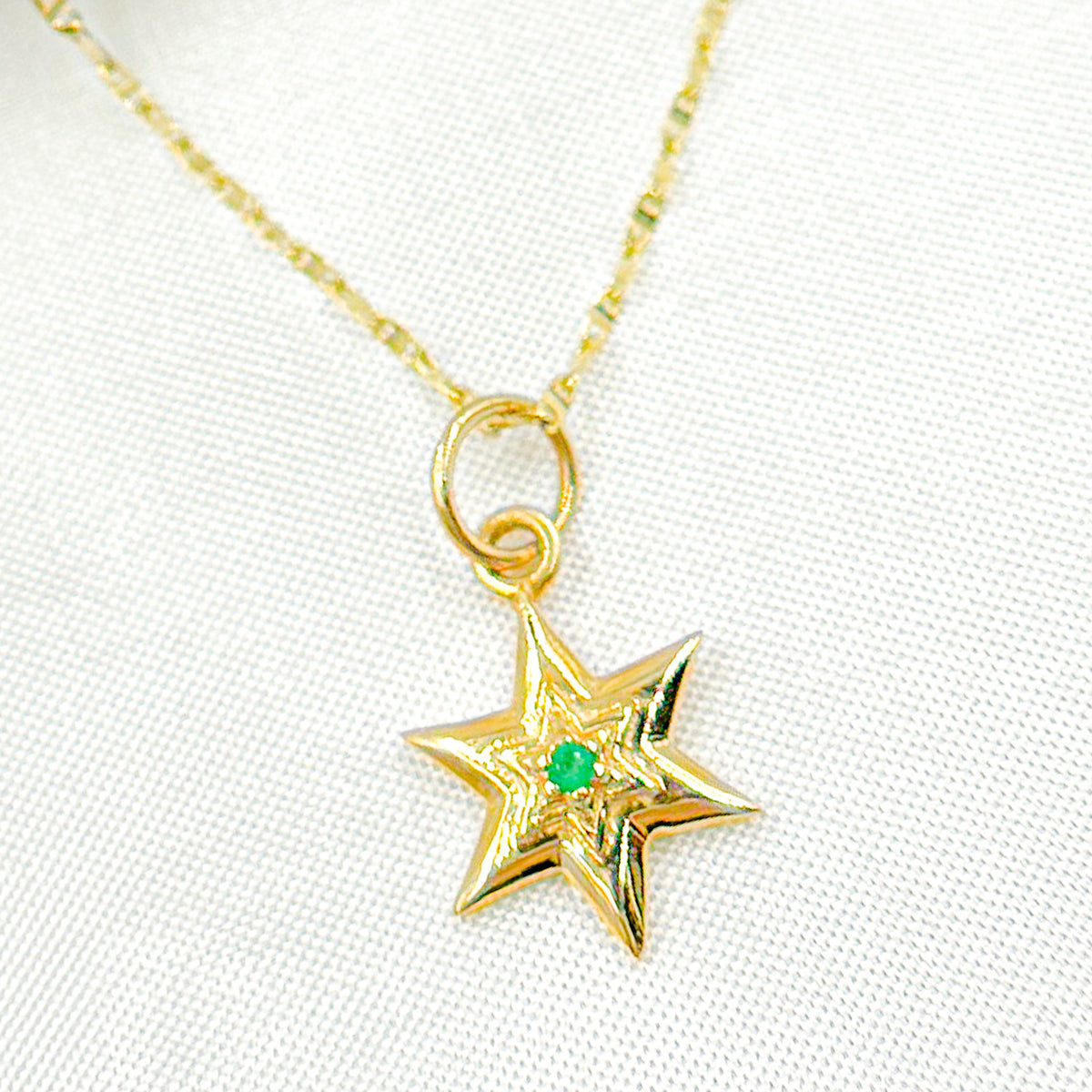 BUy Now Solid Gold Star Charm with Gemstone