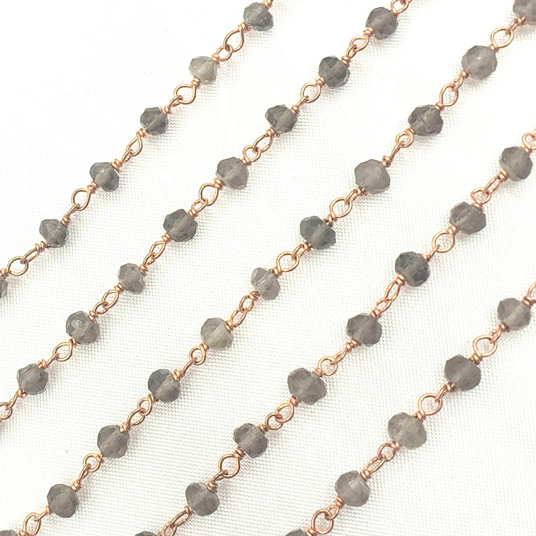 Smoky Quartz Rose Gold Plated Wire Chain. SMQ13