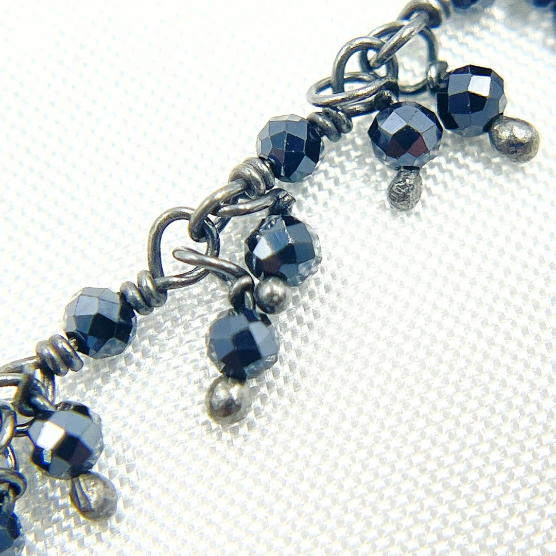 Coated Black Spinel Cluster Dangle Oxidized Wire Chain. CB1