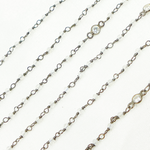 Load image into Gallery viewer, Coated Moonstone &amp; CZ Combination Oxidized Wire Chain. CMS63
