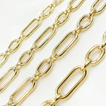 Load image into Gallery viewer, Gold Plated 925 Sterling Silver Smooth Long &amp; Short Links Chain. 539MTGP
