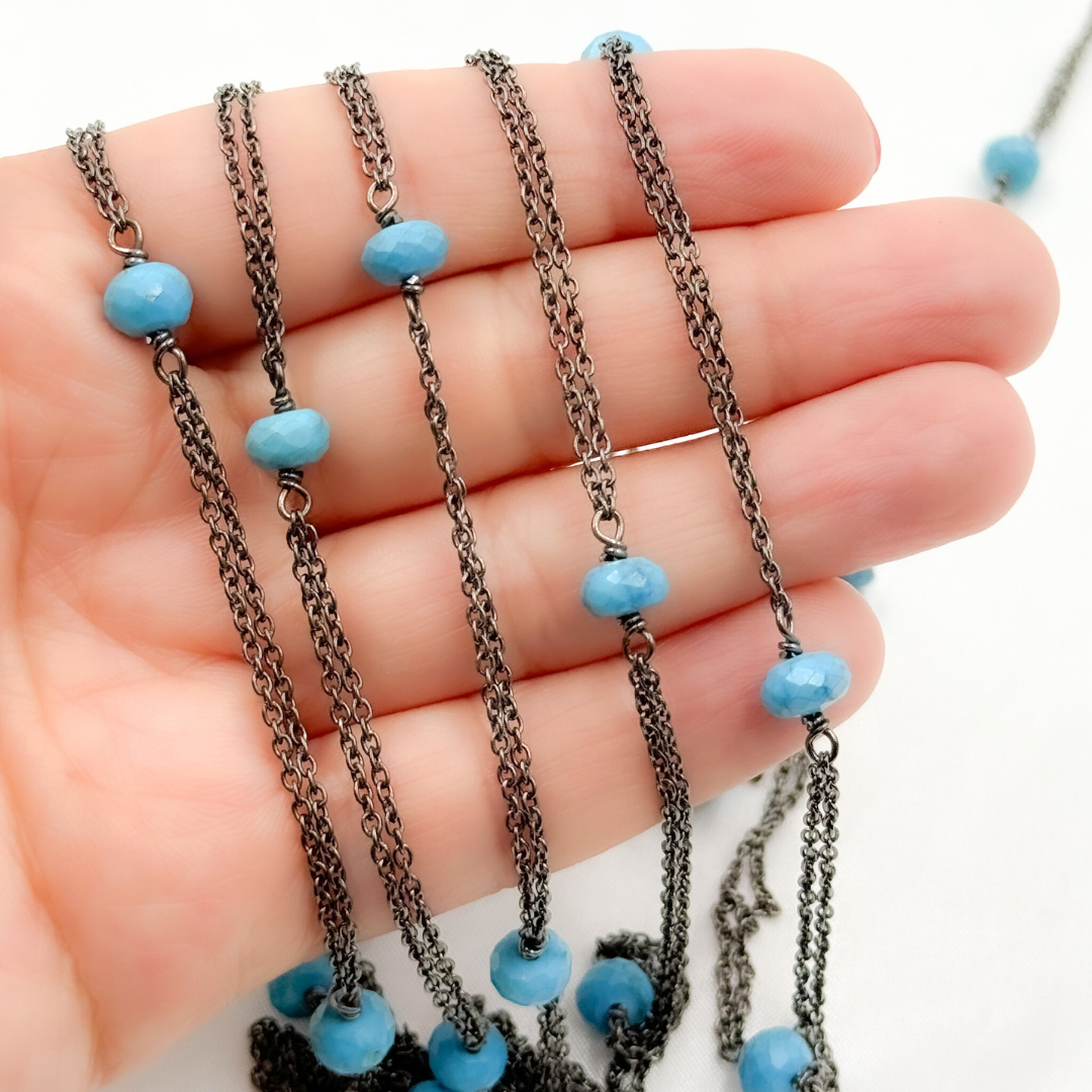 Turquoise Double Oxidized Connected Wire Chain. TRQ14