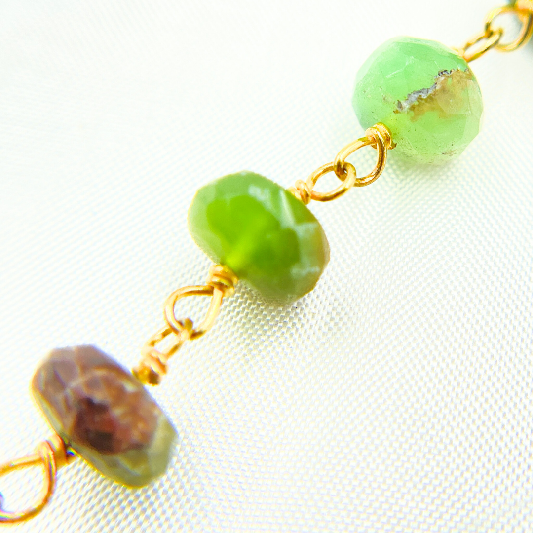 Chrysoprase Gold Plated Wire Chain. CHR4