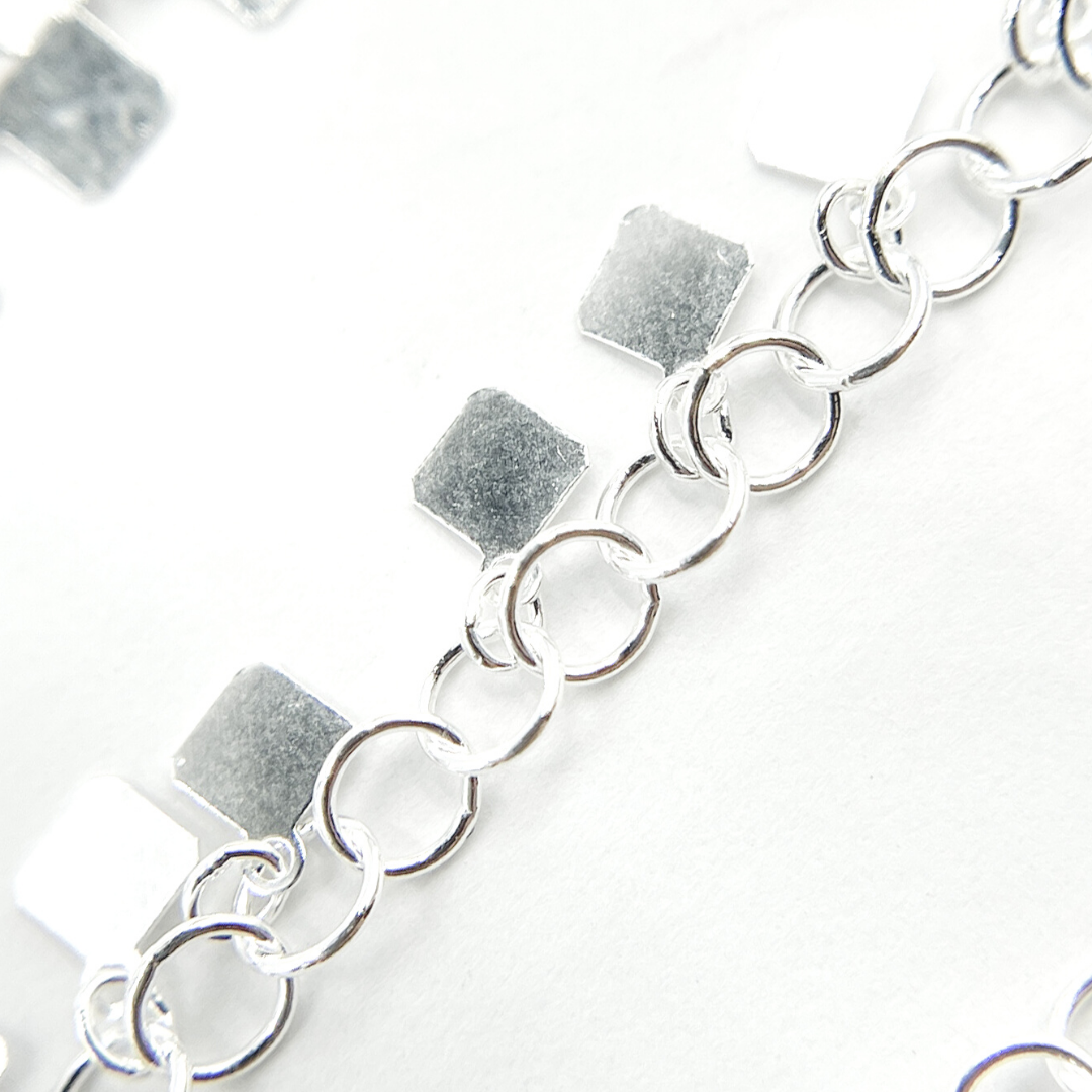 925 Sterling Silver Dangle Square Chain. V74SS