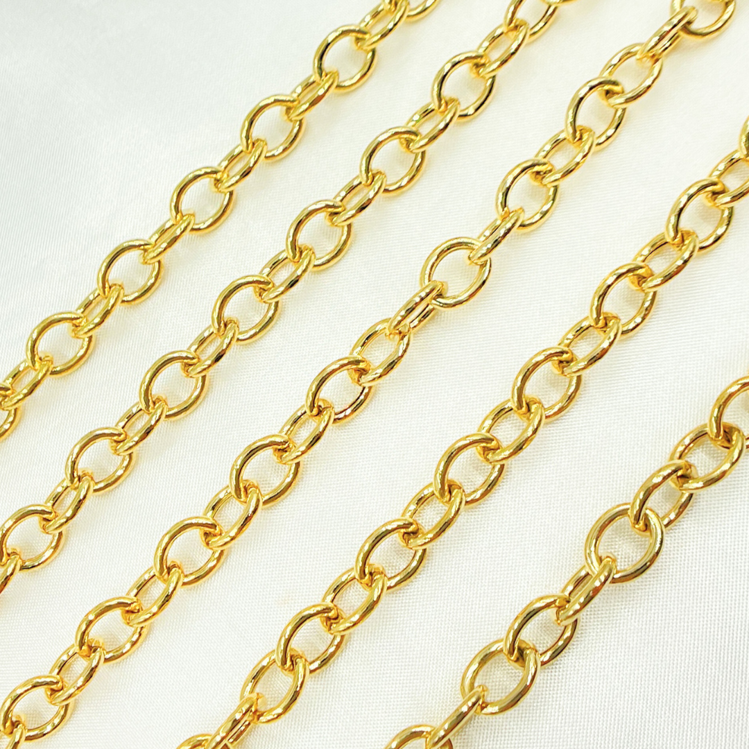 925 Sterling Silver Gold Plated Round Link Chain. Y63GP