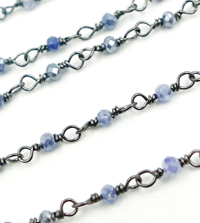 Coated Blue Quartz Wire Wrap Chain. CQU18