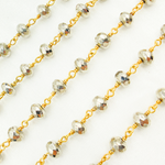 Load image into Gallery viewer, Steel Pyrite Rondel Faceted Gold Plated Wire Chain. SPY8
