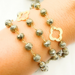 Load image into Gallery viewer, Pyrite With Marquis Shape Gold Plated Wire Chain. PYR51
