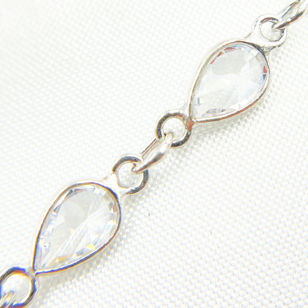 Cubic Zirconia Pear Shape Connected Chain. CZ23