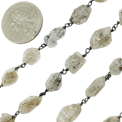 DQ1. Diamond Quartz Organic Shape Oxidized Wire Chain.