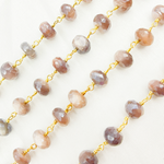 Load image into Gallery viewer, Coated Taupe Moonstone Gold Plated Wire Chain. CMS80
