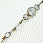 Load image into Gallery viewer, Coated Moonstone &amp; CZ Combination Oxidized Wire Chain. CMS63
