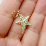 Load image into Gallery viewer, 14k Solid Gold Diamond &amp; Emerald Star Charm. GDP658
