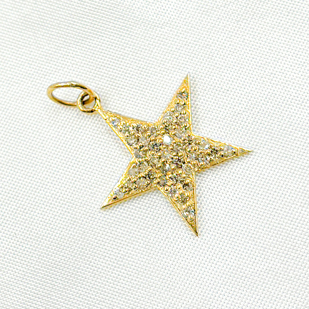 GDP03. 14K Solid Gold Diamond Star Charm