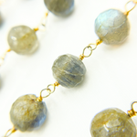 Load image into Gallery viewer, Labradorite Round Shape Gold Plated Wire Chain. LAB87
