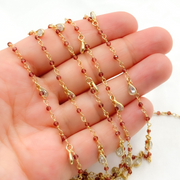 Garnet & CZ Dangle Gold Plated Wire Chains