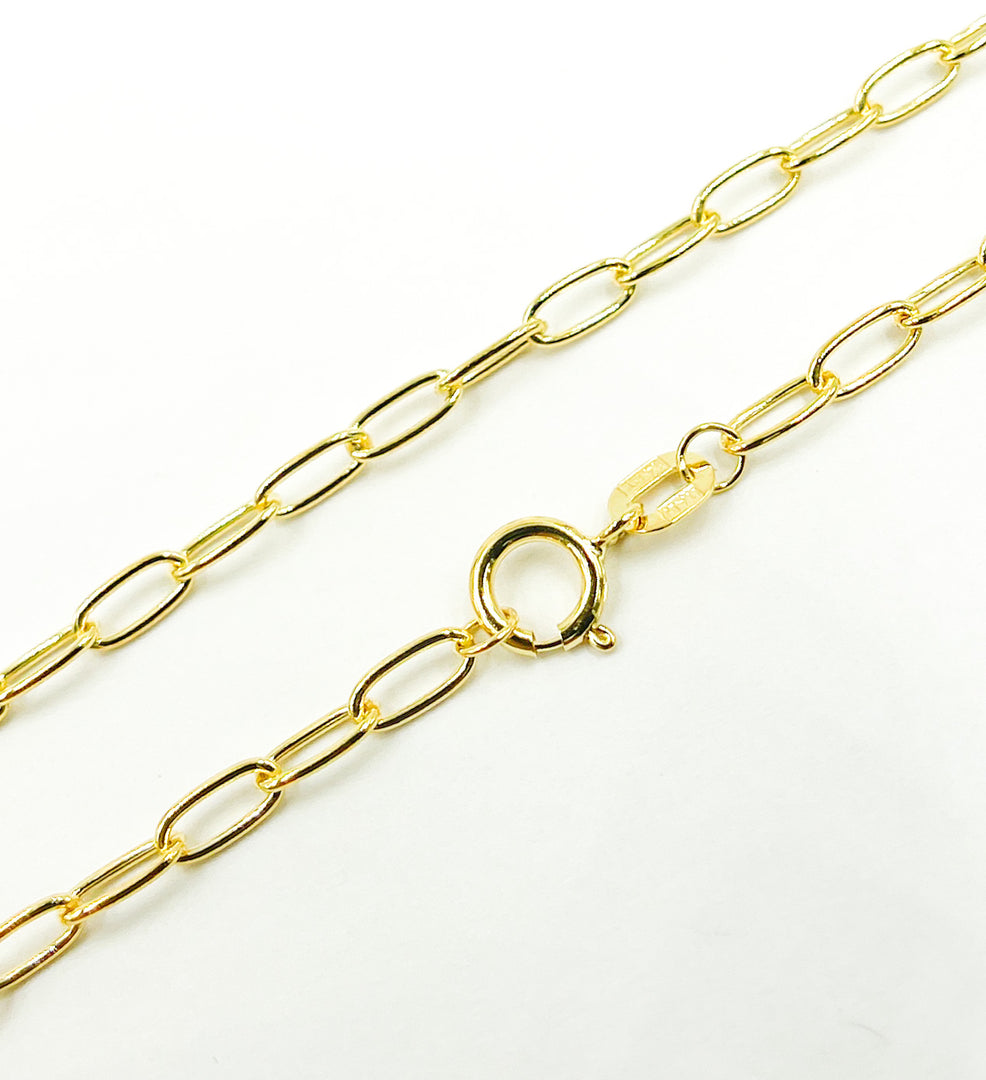 14K Solid Gold Paperclip Necklace. 060KF5