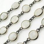 Load image into Gallery viewer, White Moonstone Round Shape Bezel Oxidized Wire Chain. WMS41
