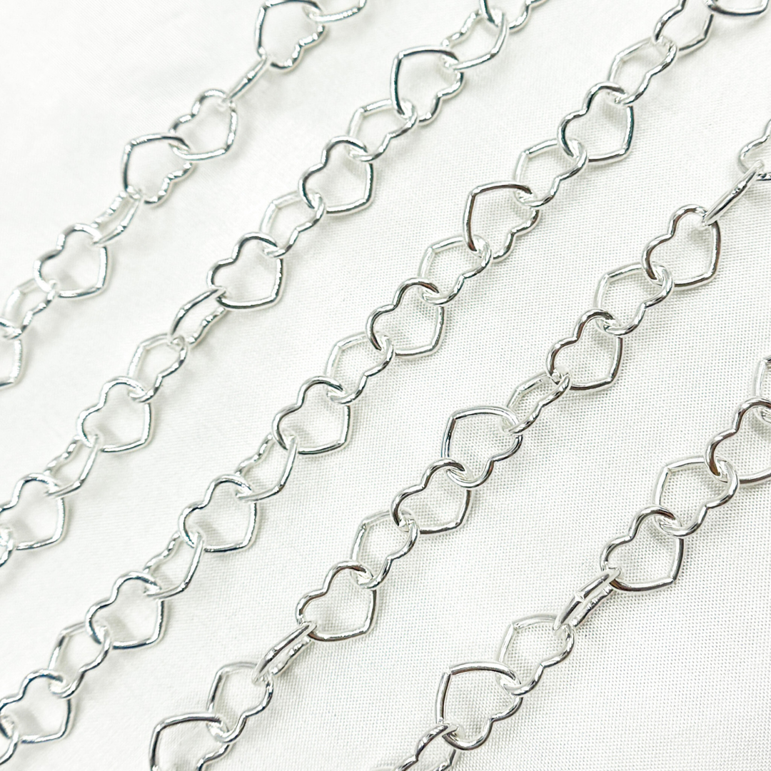925 Sterling Silver Smooth Heart Chain. 1408SS