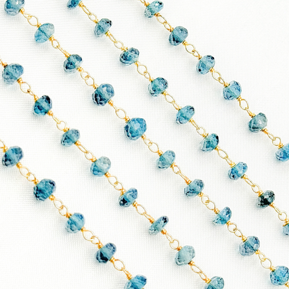 London Blue Topaz Gold Plated 925 Sterling Silver Wire Chain. BT1