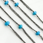 Load image into Gallery viewer, Turquoise Double Oxidized Connected Wire Chain. TRQ14
