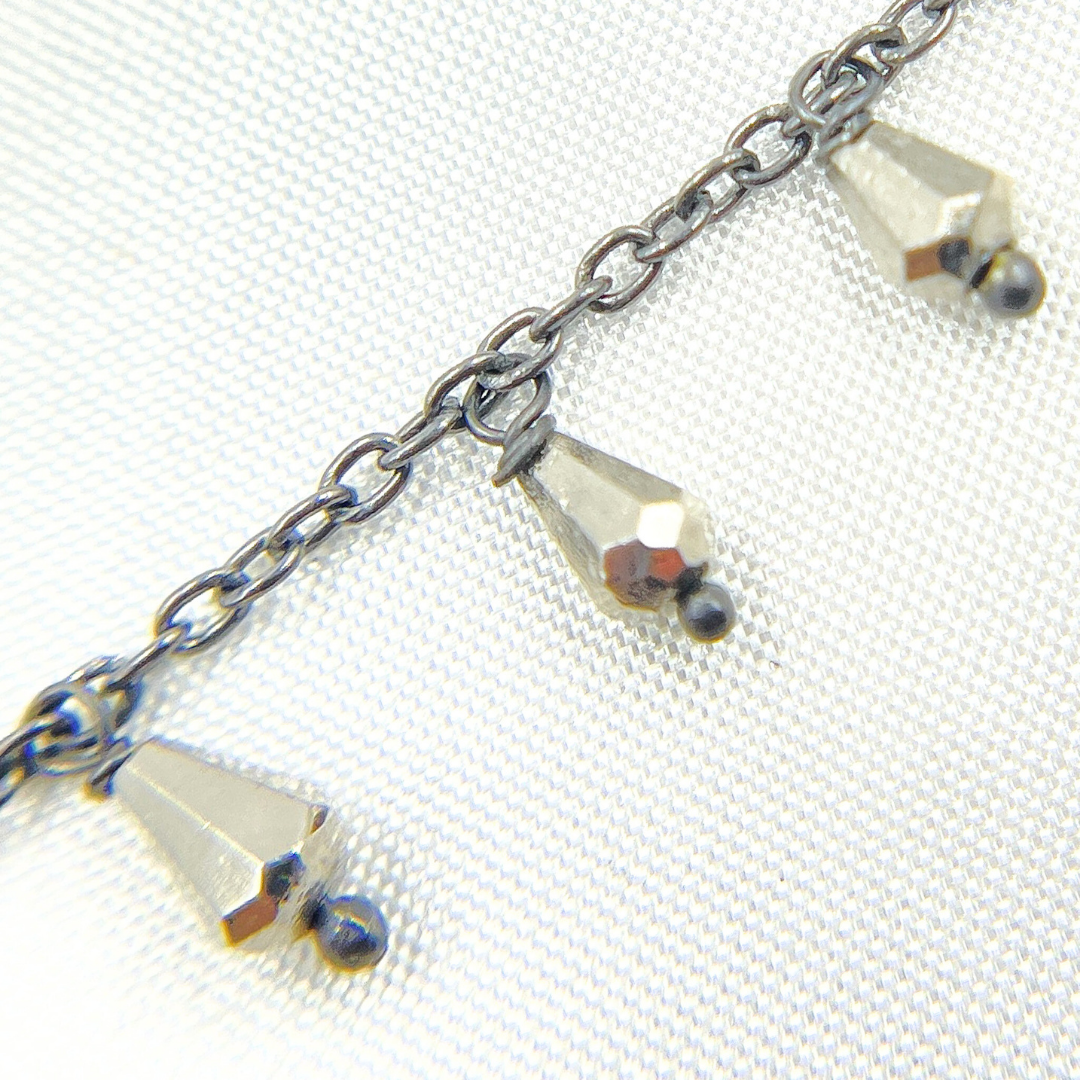 Pyrite Drop Dangle Oxidized Wire Chain. PYR22