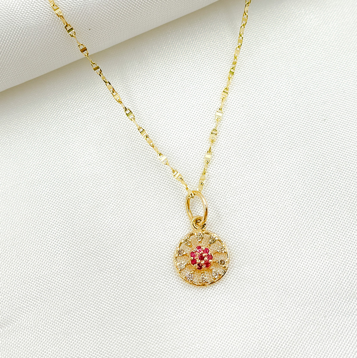 14K Solid Gold Diamond Circle Charm. GDP471