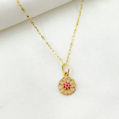 14K Solid Gold Diamond Circle Charm. GDP471
