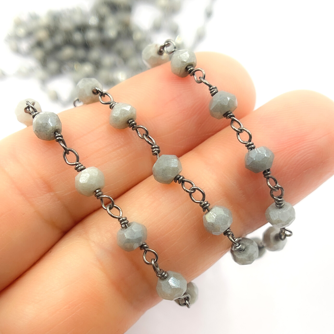 Coated Gray Quartz Wire Chain. CQU23