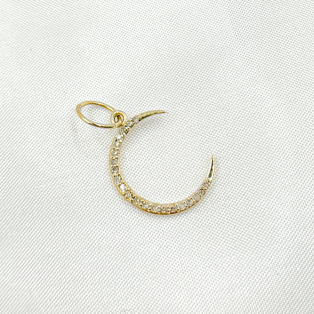 GDP70B. 14K Solid Gold Diamond Moon Charm