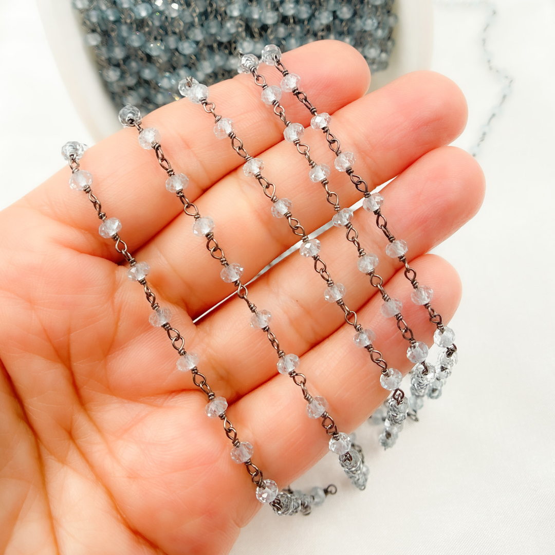 Sky Blue Topaz Oxidized Wire Chain.