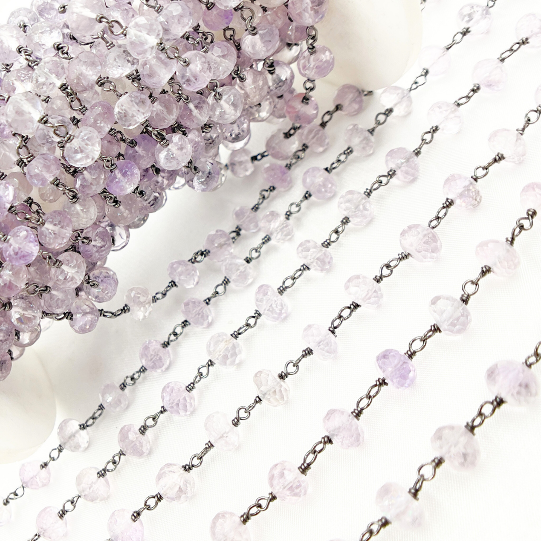 Pink Amethyst Oxidized Wire Chain. AME24