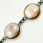 Load image into Gallery viewer, Coated Brown Moonstone Round Shape Bezel Oxidized Wire Chain. CMS8
