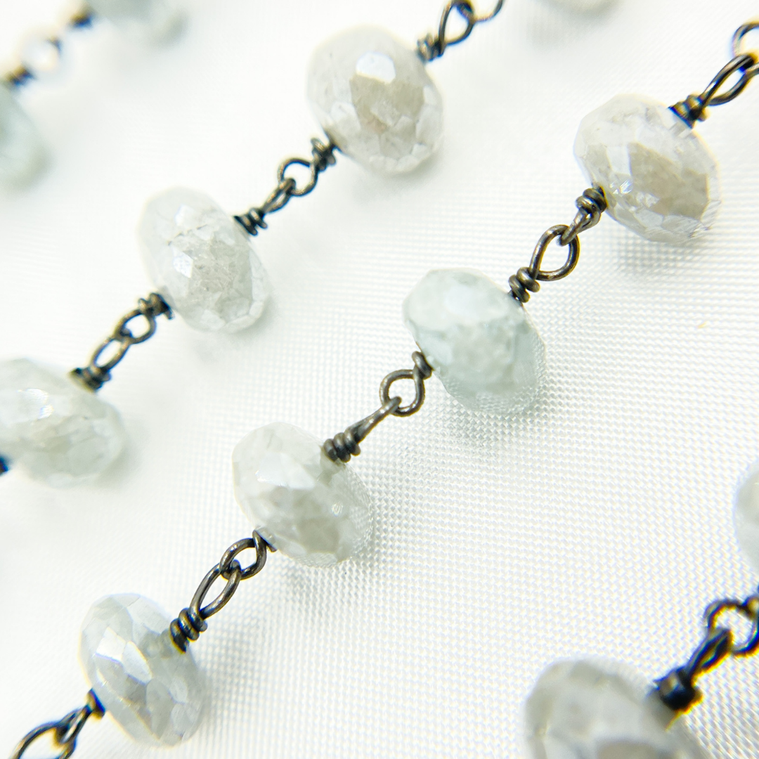 Coated Milky Aquamarine Oxidized Wire Chain. AQU3