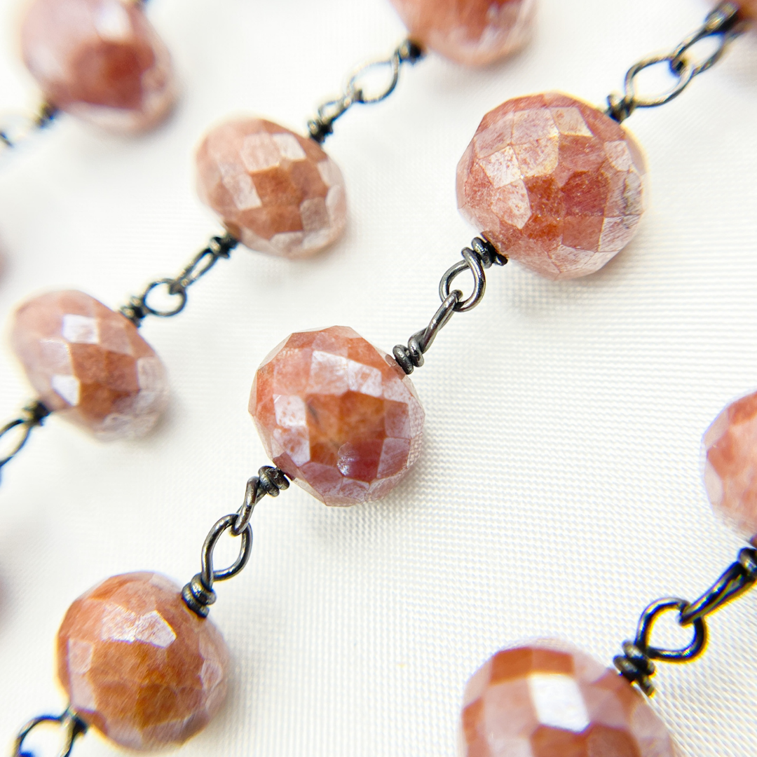 Coated Peach Quartz Oxidized Wire Chain. CQU38