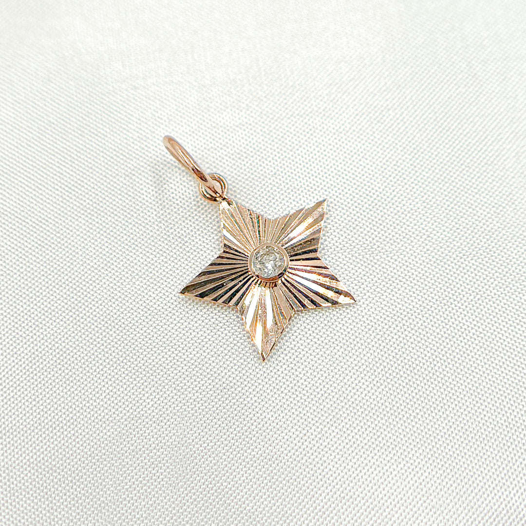 14k Solid White and Rose Gold Diamond Star. KG268