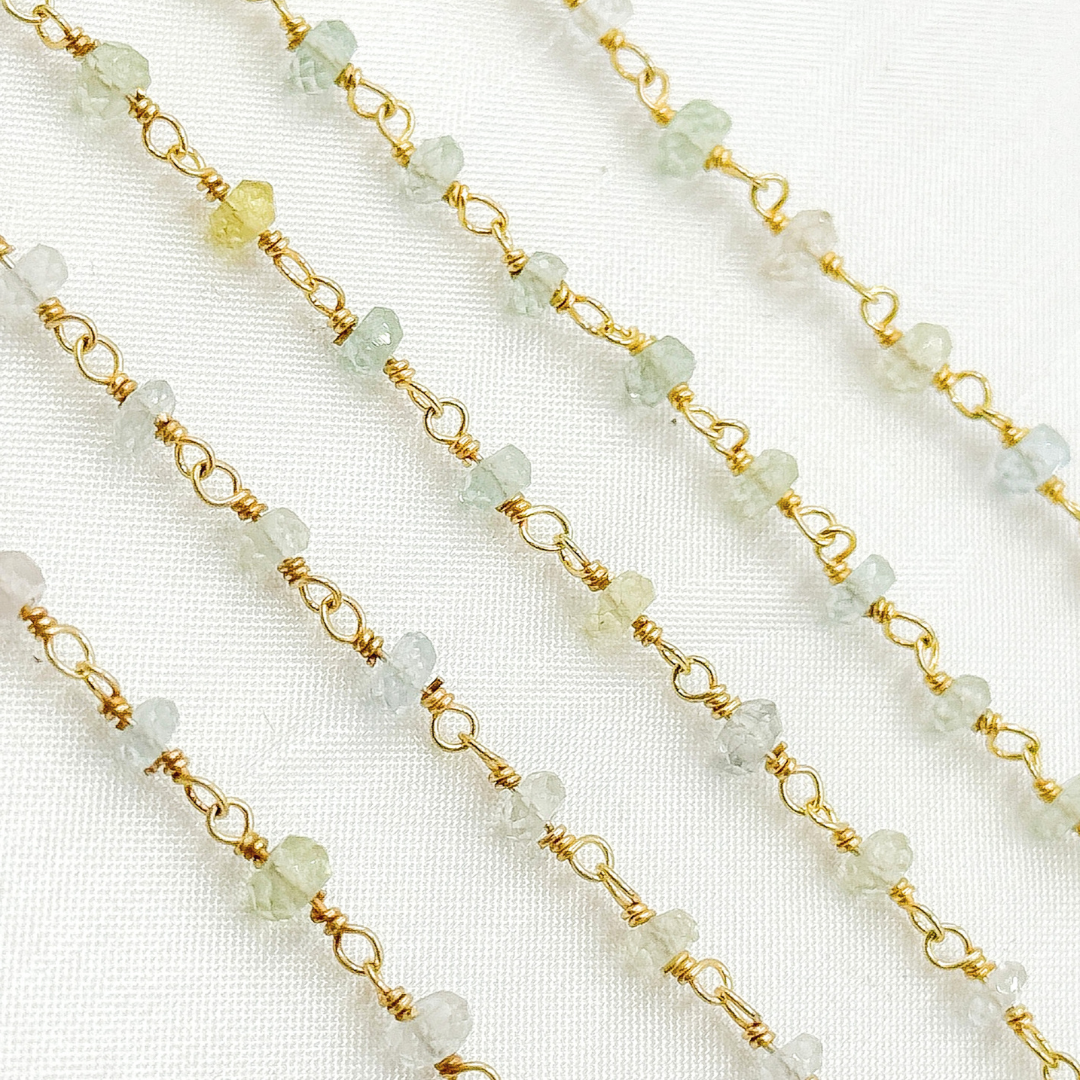 Multi Aquamarine Gold Plated Wire Chain. MAQ3