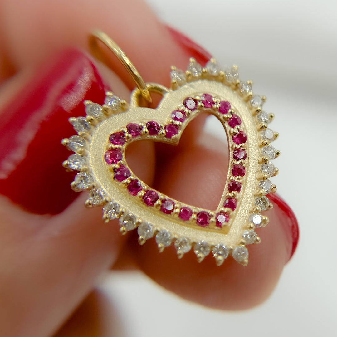 14k Solid Gold Diamond Heart Charm. GDP642