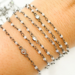 Load image into Gallery viewer, Coated Moonstone &amp; CZ Combination Oxidized Wire Chain. CMS63
