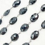 Load image into Gallery viewer, Black Spinel Oval Shape Oxidized Wire Chain. BSP44
