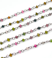 Multi Tourmaline Wire Wrap Chain
